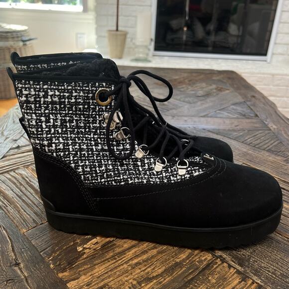 NWOT Women's Larroude Vail Tweed Nubuck Leather Ankle Platform Boots - Sz 9.5 - Picture 3 of 8